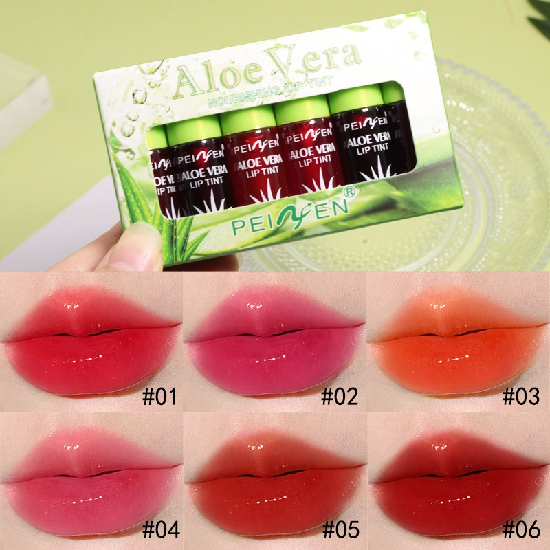 6 Color Aloe Vera Liquid Lipst - Lip Tint Korean review and price