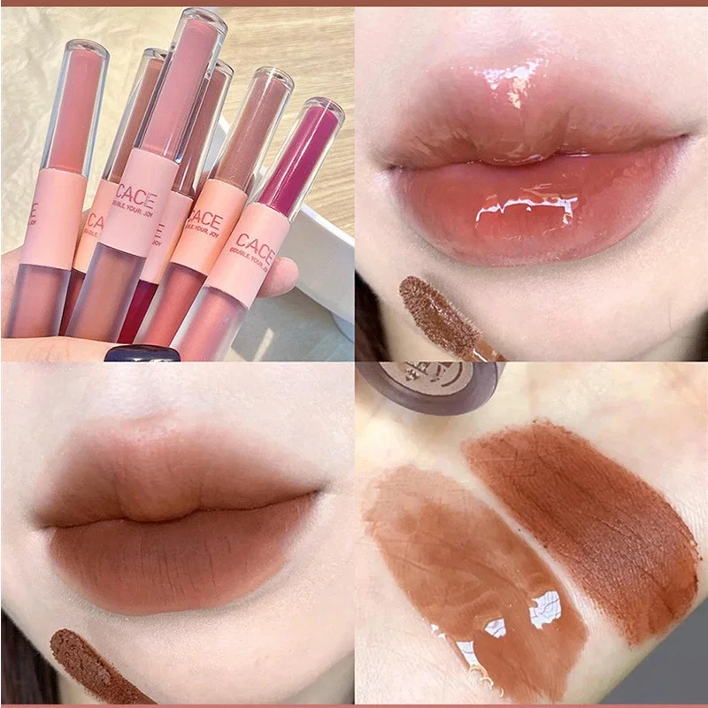 Double Head Lip Gloss Matte Ve - Lip Tint Korean review and price